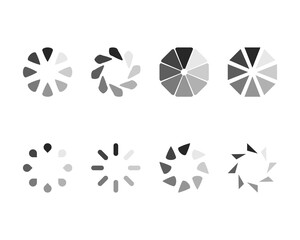 Collection Loading bar status icon. Vector illustration. Set of vector loaded icons. Download progress. Donload or Upload.