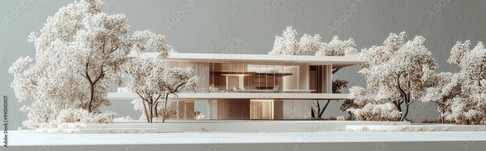 Poster 3d rendering of an architectural model of a building