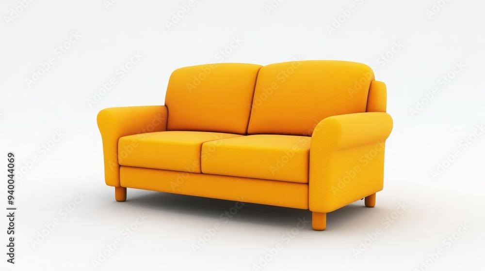 Poster 3D rendering of a sofa isolated on a white background