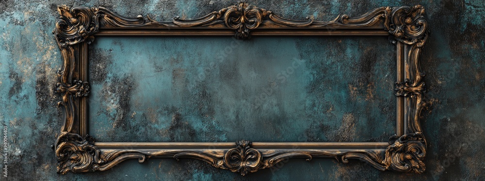 Aufkleber 3d rendering of a vintage wooden frame with a clipping path