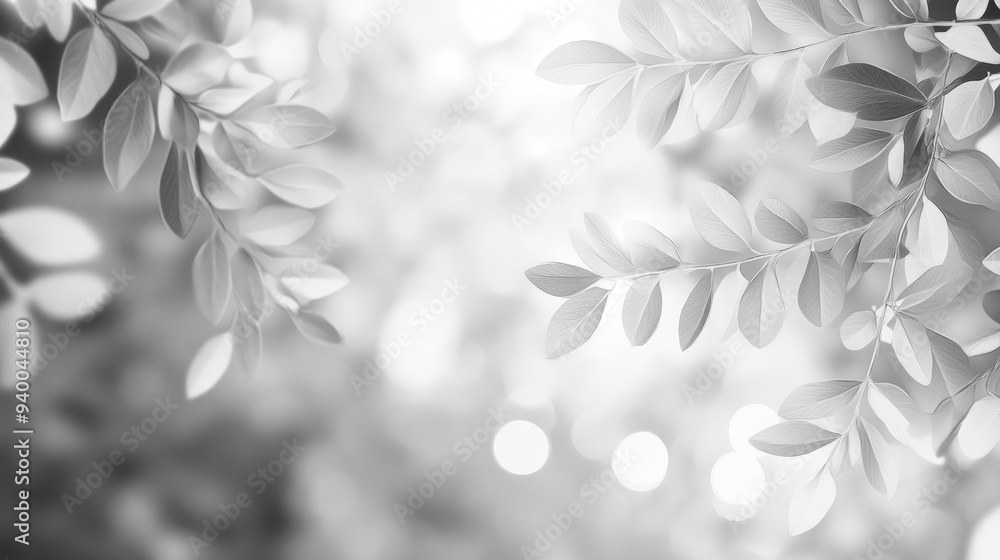 Poster 3d rendering of soft light bokeh effects created by leaves in a natural spring abstract background m