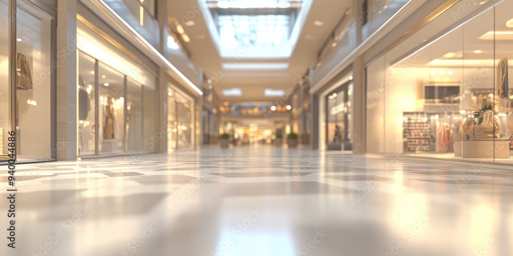 Poster 3d rendering of an abstract blur and defocused department store interior for background use