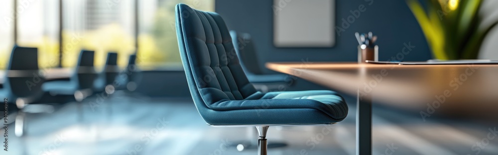 Poster 3d rendering of a chair in a conference setting