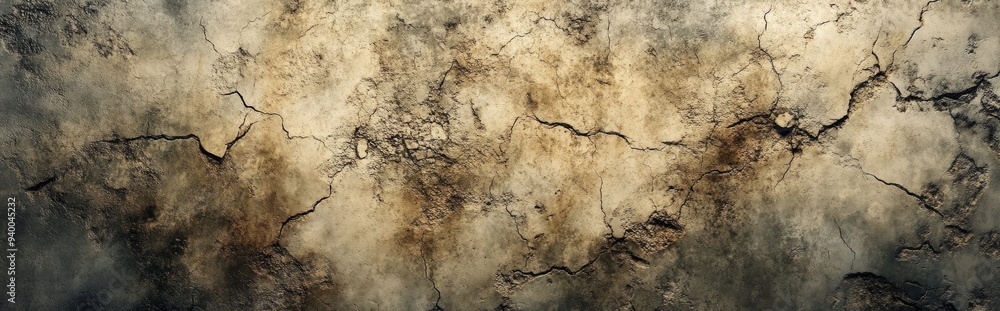 Poster 3d rendering of an old grunge wall background featuring an abstract design with cracks spots and sta