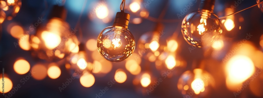 Poster 3d rendering of decorative flashing lights in selective focus