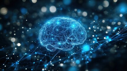 Obraz premium Cybernetic Human Brains in Digital Form with Communication Lines