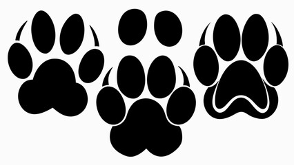 Different animal paw silhouette vector illustration