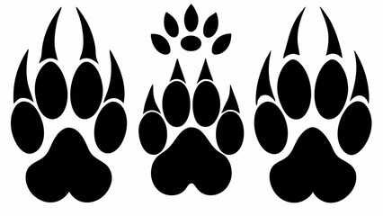 Fototapeta premium Different animal paw silhouette vector illustration