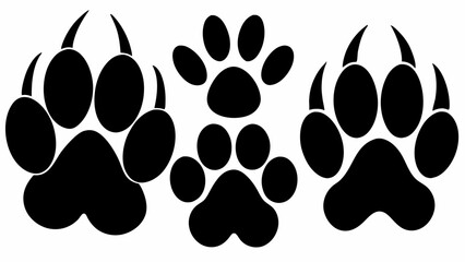 Different animal paw silhouette vector illustration