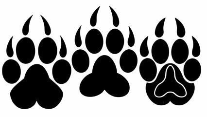 Fototapeta premium Different animal paw silhouette vector illustration