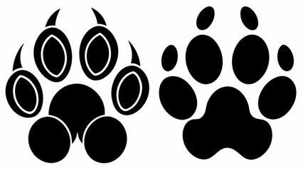Different animal paw silhouette vector illustration