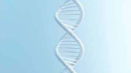 A white DNA strand is shown in a blue background