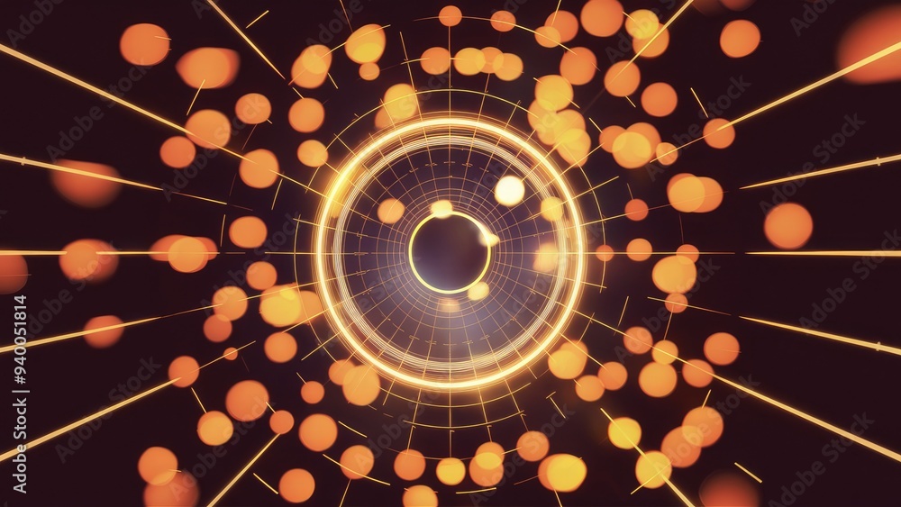 Poster 3d abstract background with grid pattern and defocused bokeh effect
