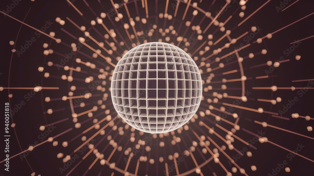 Poster 3d abstract background with grid pattern and defocused bokeh effect