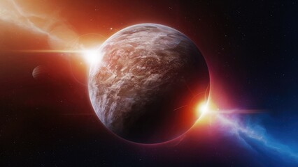 3D Illustration of Venus with Atmospheric Effects in a 4K Space Environment