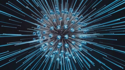 3D Rendering of Hydrogen with Abstract Blue Lines
