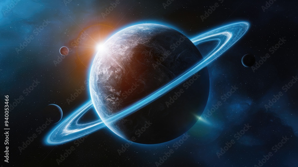 Poster 3d illustration of a planet in deep space. high-quality digital sci-fi artwork with realistic 5k vis