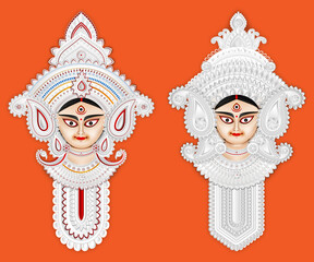 Durga Puja Sale, Banner, Set of Durga Face, Print, Design, Maa Durga Face, Vector illustration Art, Goddess Durga Face, Happy Durga Puja, Poster, Sales, Offer, Goddess Durga,
