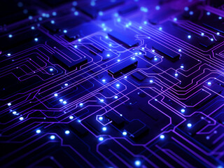 Obraz premium Blue and Purple technology background circuit