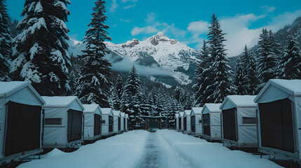 Fototapeta premium Aerial View Snow Covered Mountain