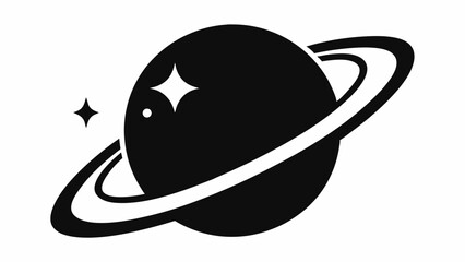 Saturn icon, Saturn with sparkle silhouette, cosmos and planet, Saturn silhouette vector 
