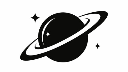 Saturn icon, Saturn with sparkle silhouette, cosmos and planet, Saturn silhouette vector 
