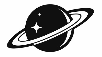 Saturn icon, Saturn with sparkle silhouette, cosmos and planet, Saturn silhouette vector 
