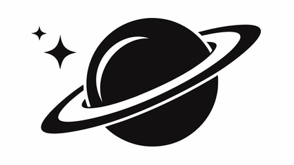 Saturn icon, Saturn with sparkle silhouette, cosmos and planet, Saturn silhouette vector 
