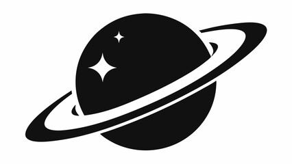 Planet Saturn with planetary ring vector, cosmos and planet silhouette © Trendy CraftSVG 