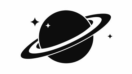Planet Saturn with planetary ring vector, cosmos and planet silhouette