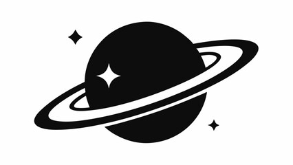 Planet Saturn with planetary ring vector, cosmos and planet silhouette © Trendy CraftSVG 