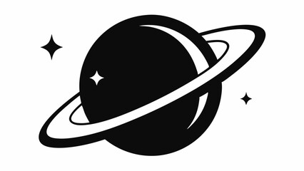 Planet Saturn with planetary ring vector, cosmos and planet silhouette