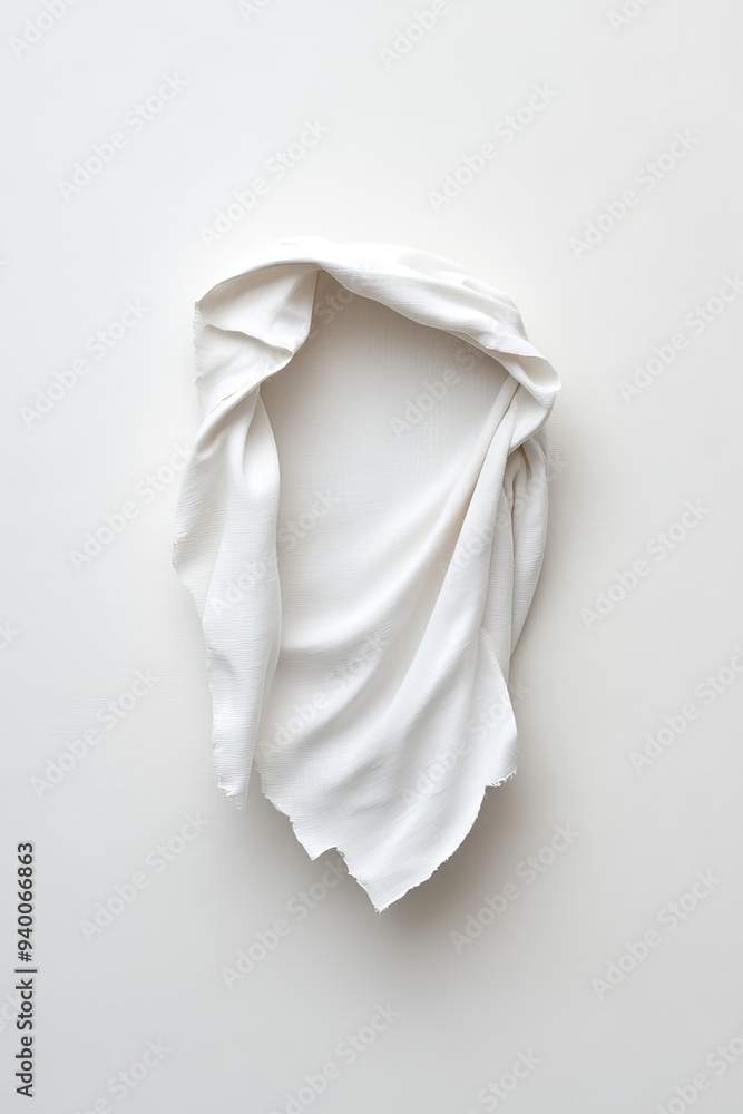 Poster minimalistic white fabric arranged artfully on a plain background creating a simple, elegant visual.