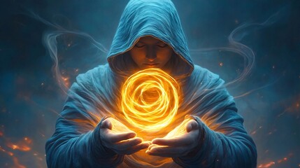 Fototapeta premium Magician Holding a Fireball.