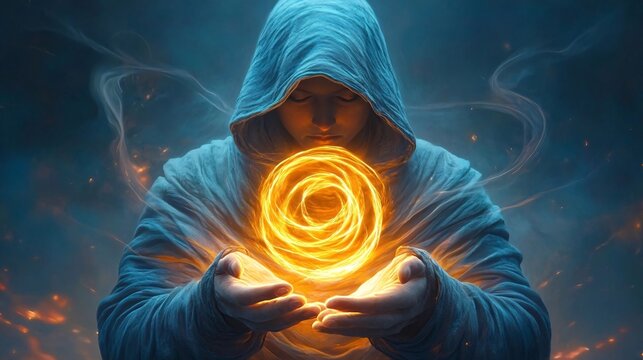 Magician Holding a Fireball.