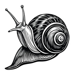 This Snail Silhouette Vector Clipart Captures the Intricate Details of This Slow-Moving Creature, Making It Ideal for Nature-Themed Designs, Wildlife Illustrations