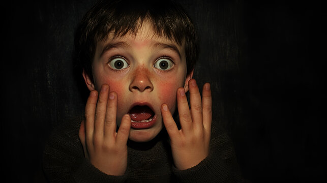 un ni&ntilde;o muy asustado y preocupado en su inocencia ni&ntilde;o con miedo