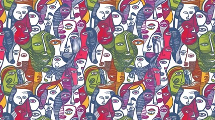 Fototapeta premium seamless pattern with faces