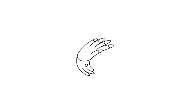 Finger hand click cartoon animation whiteboard. Motion element black and white linear outline finger mouse cursor gesture button page loading opener animated.