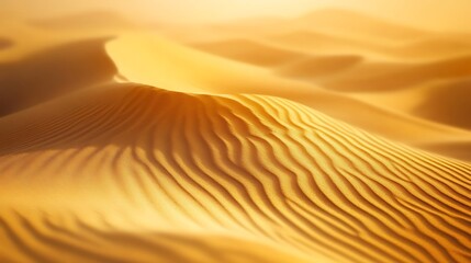 Golden Desert Dreams: Sand Dunes Under Shimmering Heat Haze in High Resolution Photography