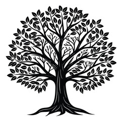 Obraz premium Capture the Majestic Essence of the Tree with This Silhouette Vector Clipart, Perfect for Nature-Inspired Designs, Botanical Art