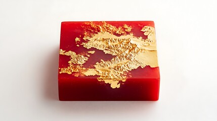 Luxurious Red Soap with Gold Desert Map Design | Elegant Product Photography on White Background