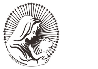 Mother and baby child white silhouette