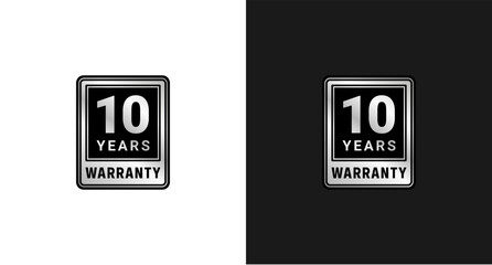 10 years warranty logo or 10 years warranty label vector isolated. The best 10 years warranty label for product packaging design element and more.