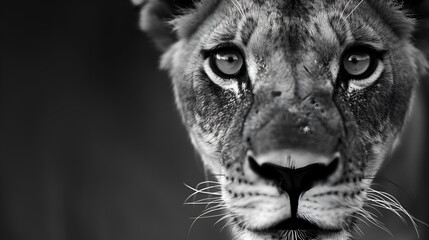 Fototapeta premium African Lioness Stares With Somber Expression