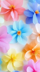 A vibrant arrangement of colorful paper flowers, showcasing various hues and delicate petals, perfect for decorative purposes.