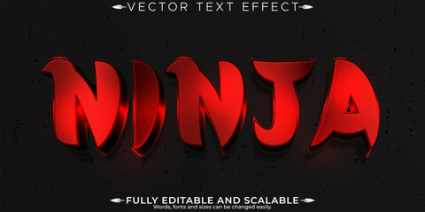 Ninja editable text effect, editable warrior and stealth text style © QuillArtistry