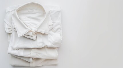 Obraz premium Stack of white dress shirts folded on white background