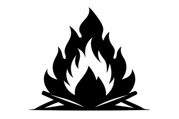 
camp fire icon, silhouette of campfire vector