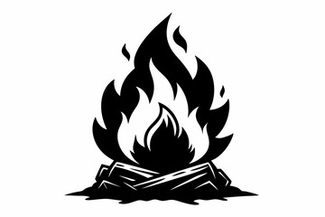 
camp fire icon, silhouette of campfire vector